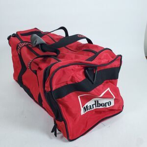 Vtg 90s Marlboro Duffle Bag Red Unlimited Promo Zip Cigarette Travel Shoulder